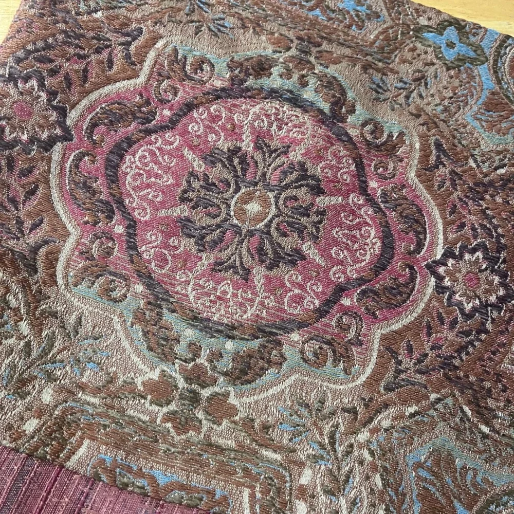 Chris Madden JCPenney Home Paisley Jacquard Valance Burgundy Bronze 78x18 Vtg
